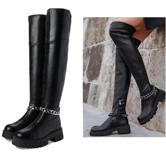 NWOT GBG Los Angeles Coen Knee High Platform Boots - Picture 1 of 9